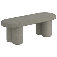 Banc ovale contemporain en polyester bouclé d'!Nspire - Gris chaud