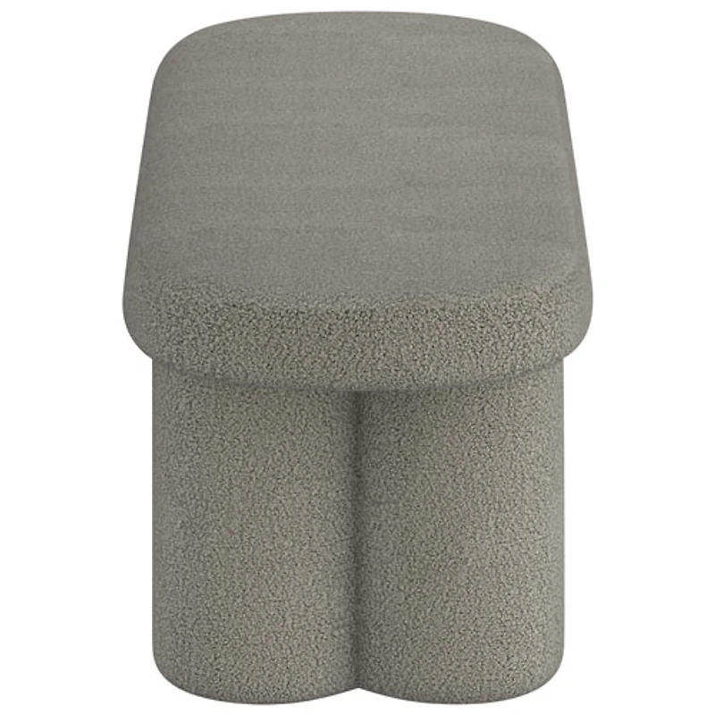 Banc ovale contemporain en polyester bouclé d'!Nspire - Gris chaud
