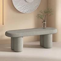 Banc ovale contemporain en polyester bouclé d'!Nspire - Gris chaud
