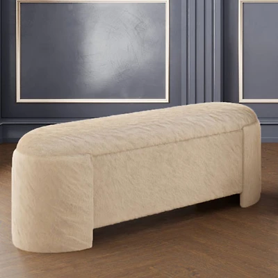 Inspire Fabric Bench Ottoman - Dark Beige