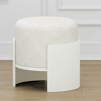 Pouf rond en tissu Inspire - Ivoire/Blanc