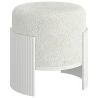Pouf rond en tissu Inspire - Ivoire/Blanc