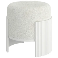 Pouf rond en tissu Inspire - Ivoire/Blanc