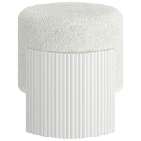 Pouf rond en tissu Inspire - Ivoire/Blanc
