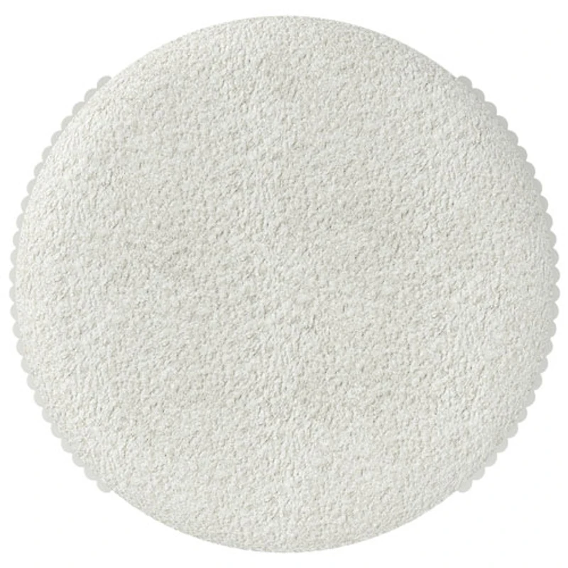 Pouf rond en tissu Inspire - Ivoire/Blanc