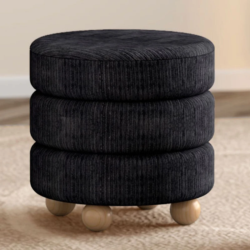 Pouf rond en tissu Inspire - Noir