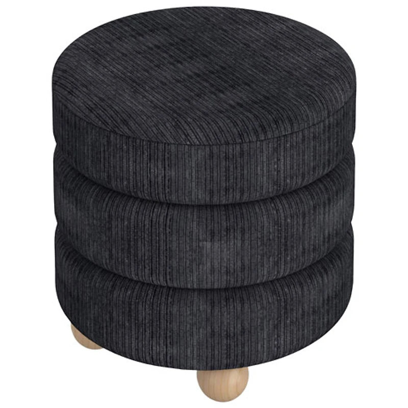 Inspire Fabric Round Ottoman - Black