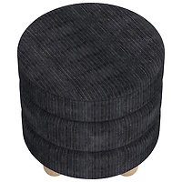 Inspire Fabric Round Ottoman - Black