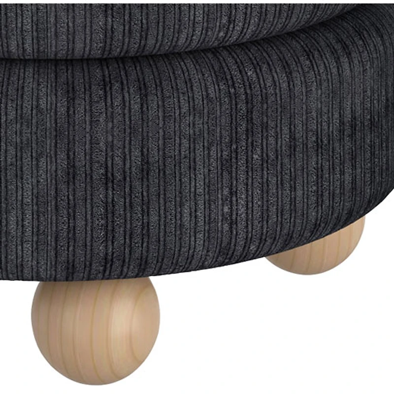 Inspire Fabric Round Ottoman - Black