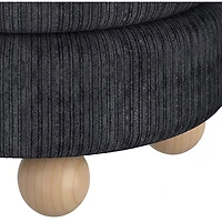 Inspire Fabric Round Ottoman - Black