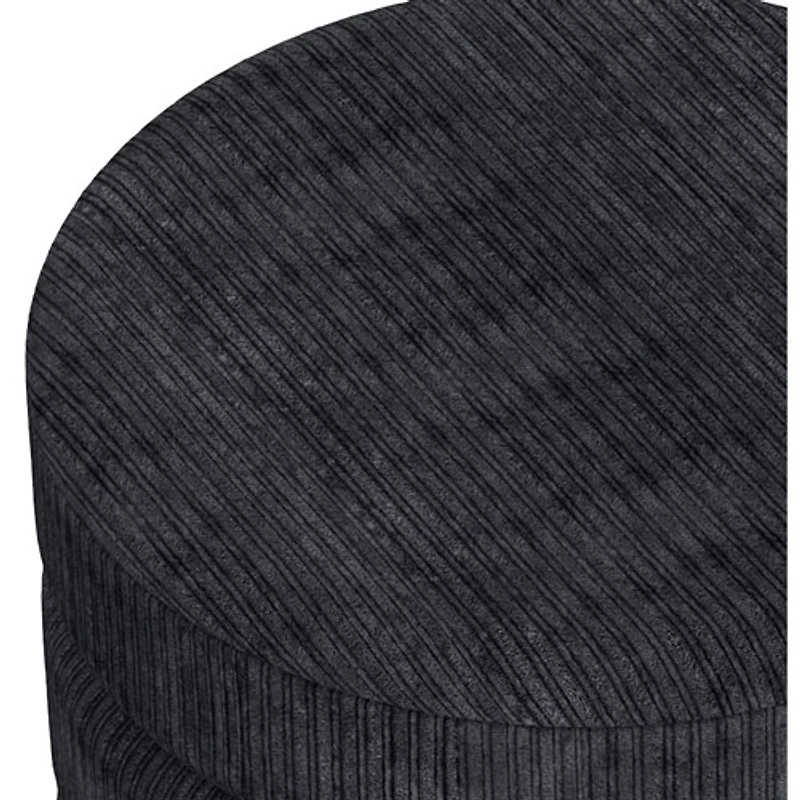 Inspire Fabric Round Ottoman - Black