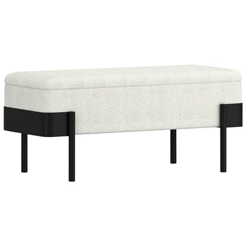 Pouf de rangement contemporain en polyester Inspire - Ivoire