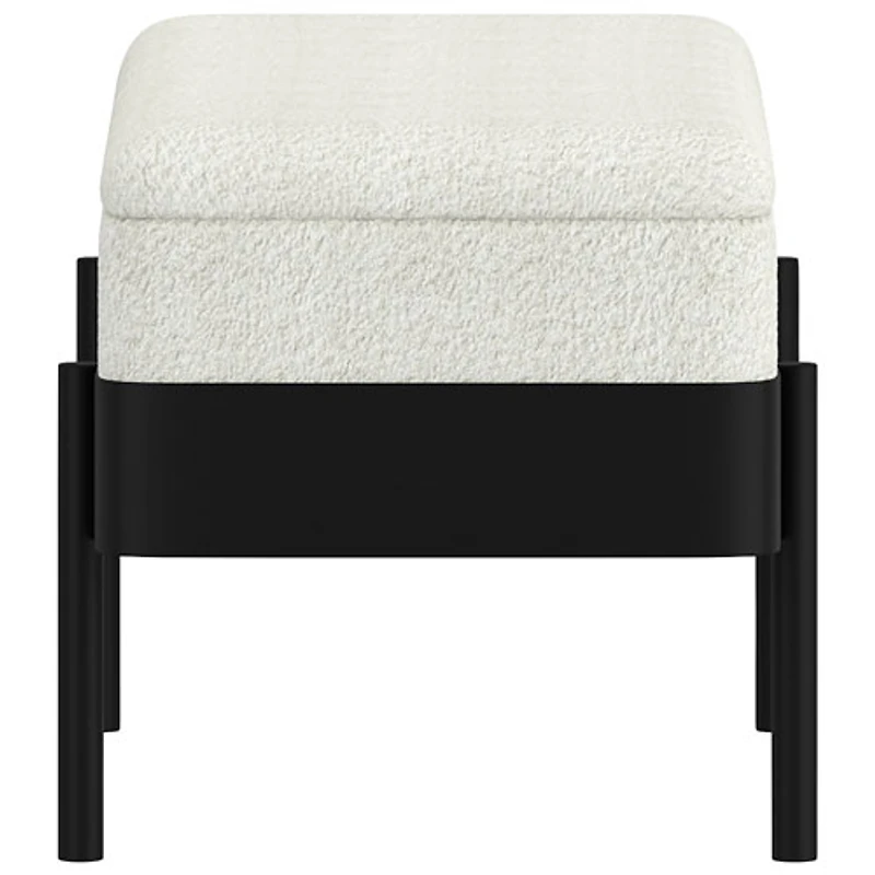 Pouf de rangement contemporain en polyester Inspire - Ivoire