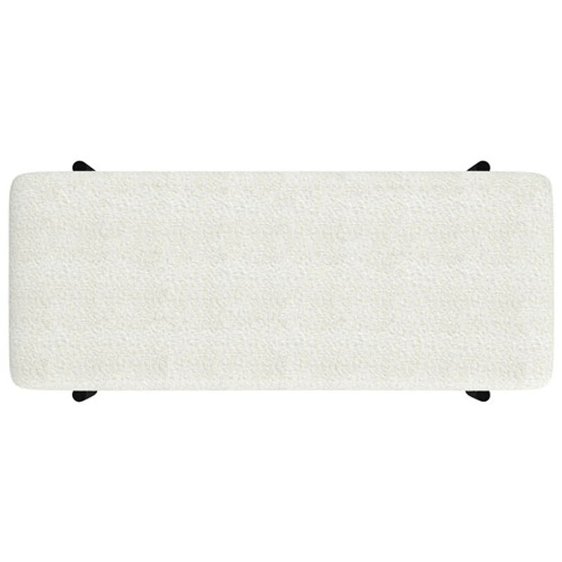 Pouf de rangement contemporain en polyester Inspire - Ivoire
