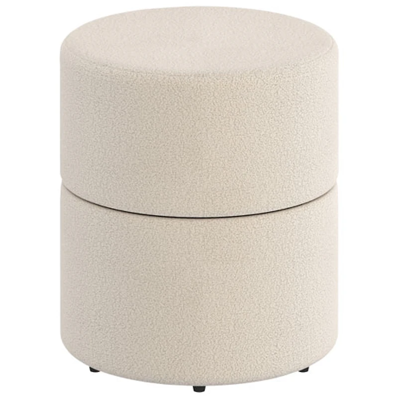 Pouf pivotant rond en tissu !Nspire - Crème