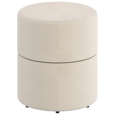 !Nspire Round Fabric Swivel Ottoman - Cream
