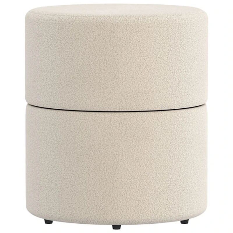 !Nspire Round Fabric Swivel Ottoman - Cream