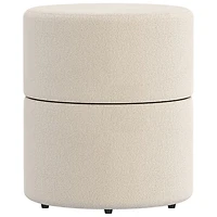 !Nspire Round Fabric Swivel Ottoman - Cream
