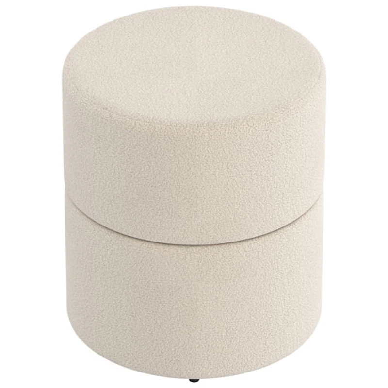 !Nspire Round Fabric Swivel Ottoman - Cream