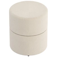 !Nspire Round Fabric Swivel Ottoman - Cream