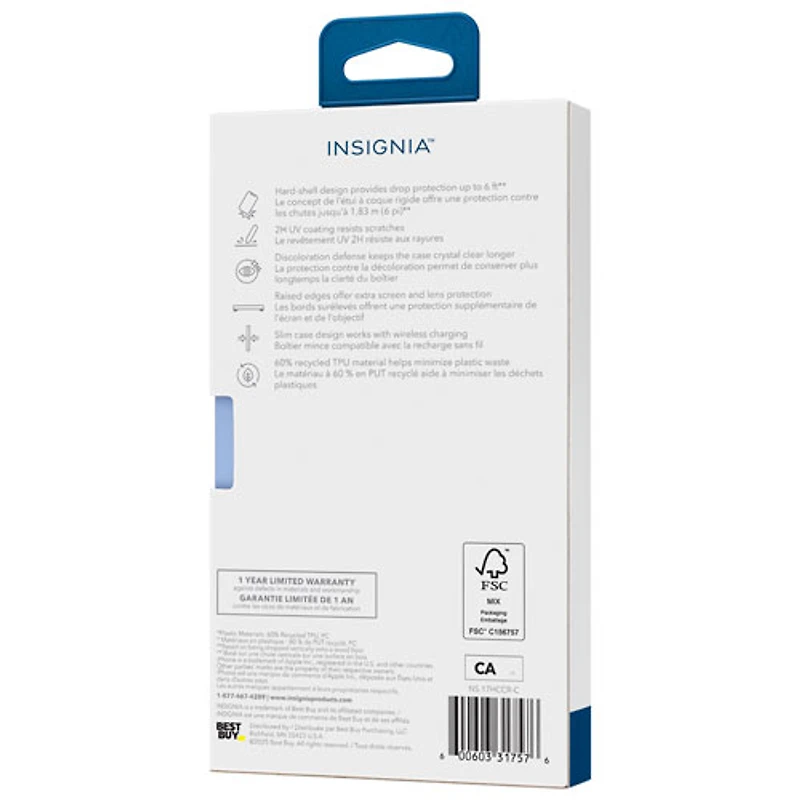 Étui rigide ajusté d'Insignia pour iPhone 17 - Transparent - Exclusivité de Best Buy
