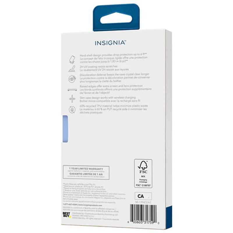 Étui rigide ajusté d'Insignia pour iPhone 17 Pro - Transparent - Exclusivité de Best Buy