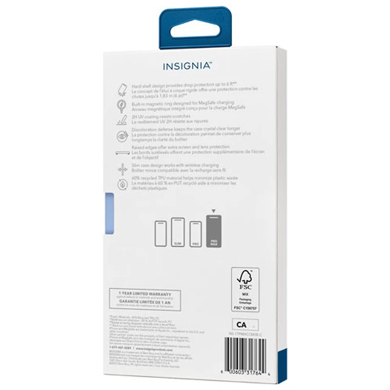 Insignia Fitted Hard Shell Case with MagSafe for iPhone 17 Pro Max - Clear - Only at Best Buy