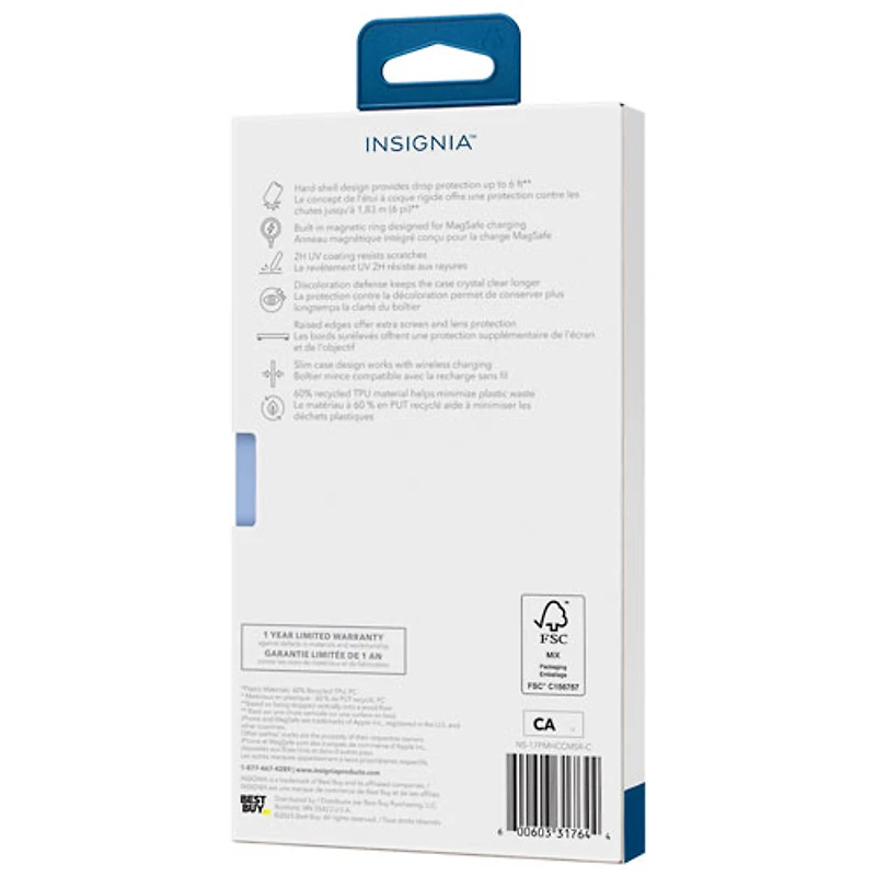 Étui rigide ajusté d'Insignia avec MagSafe pour iPhone 17 Pro Max - Transparent - Exclusivité de Best Buy