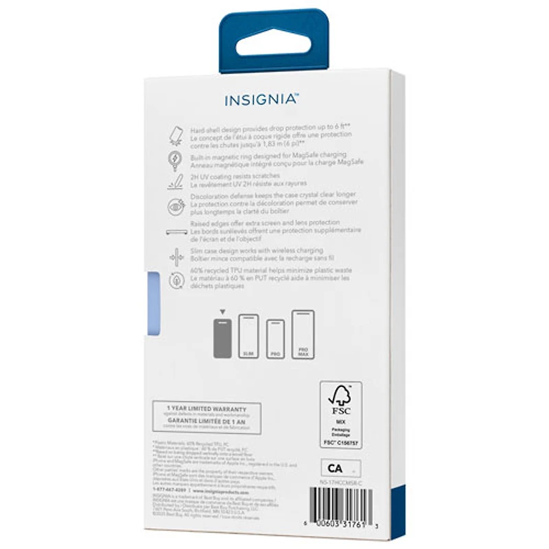 Insignia Fitted Hard Shell Case with MagSafe for iPhone 17 - Clear - Only at Best Buy