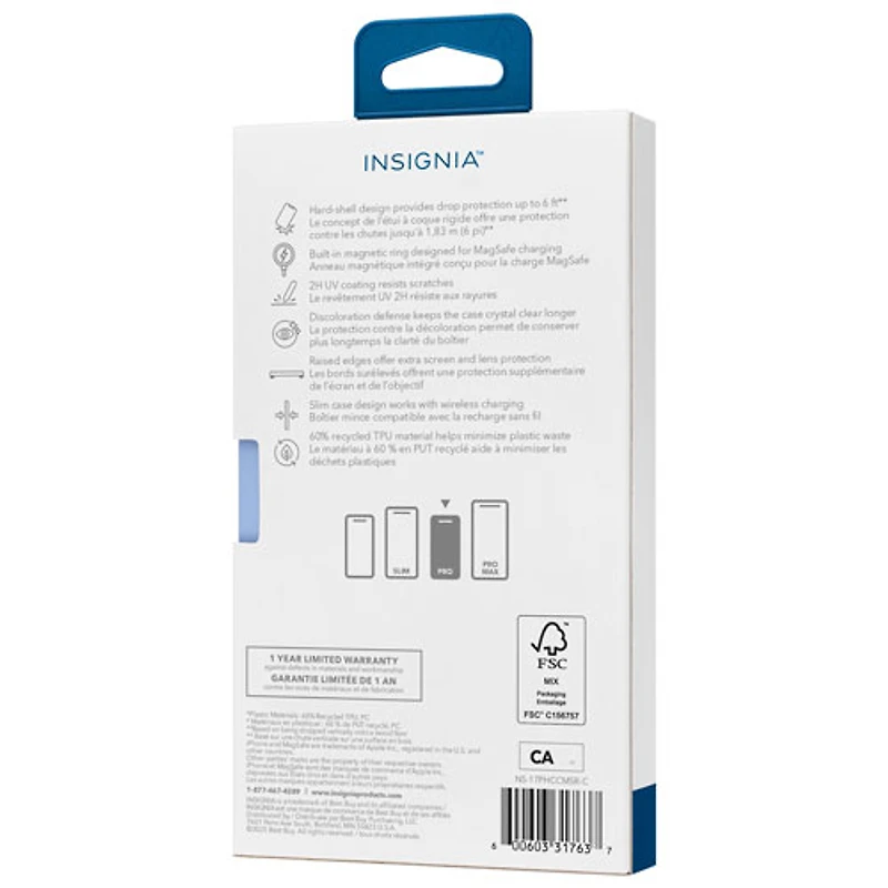 Insignia Fitted Hard Shell Case with MagSafe for iPhone 17 Pro - Clear - Only at Best Buy