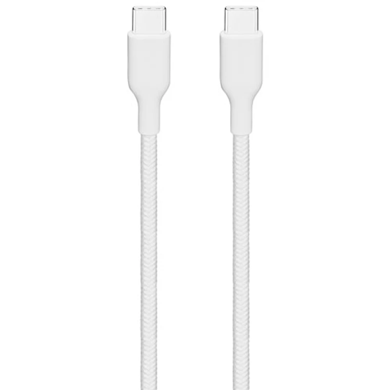 Câble tissé USB-C à USB-C de 1,2 m (4 pi) Best Buy Essentials - Blanc