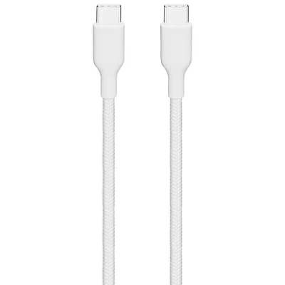Best Buy Essentials 1.2m (4 ft.) USB-C to USB-C Braided Cable - White