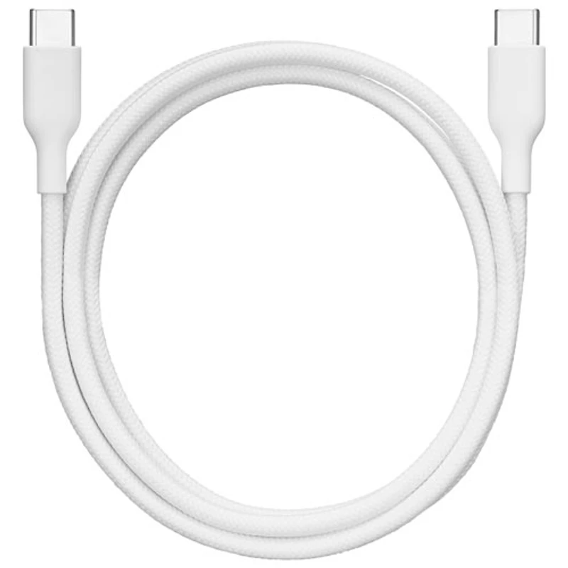 Câble tissé USB-C à USB-C de 1,2 m (4 pi) Best Buy Essentials - Blanc