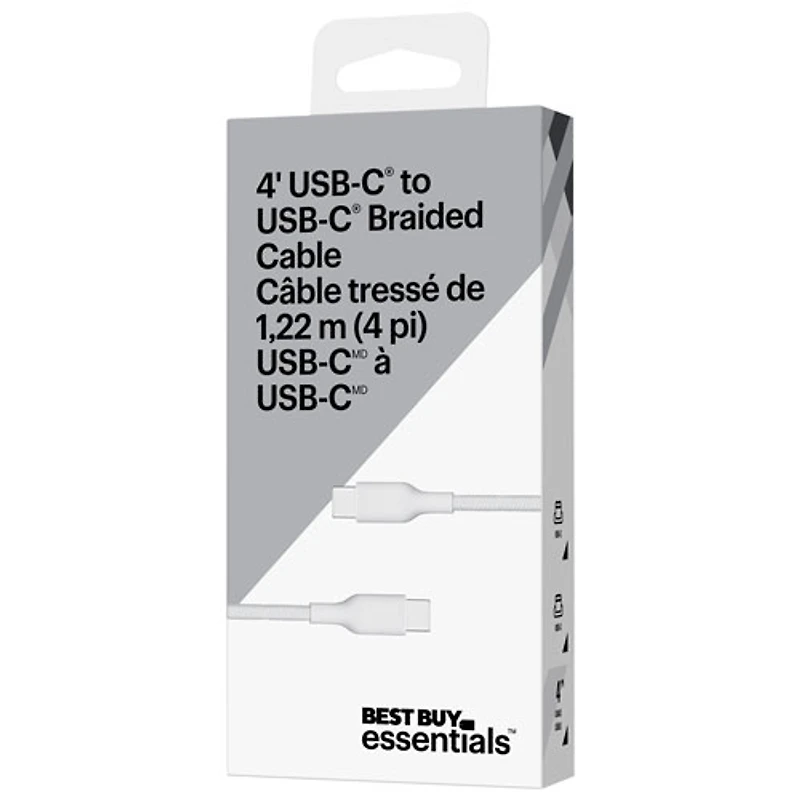 Câble tissé USB-C à USB-C de 1,2 m (4 pi) Best Buy Essentials - Blanc