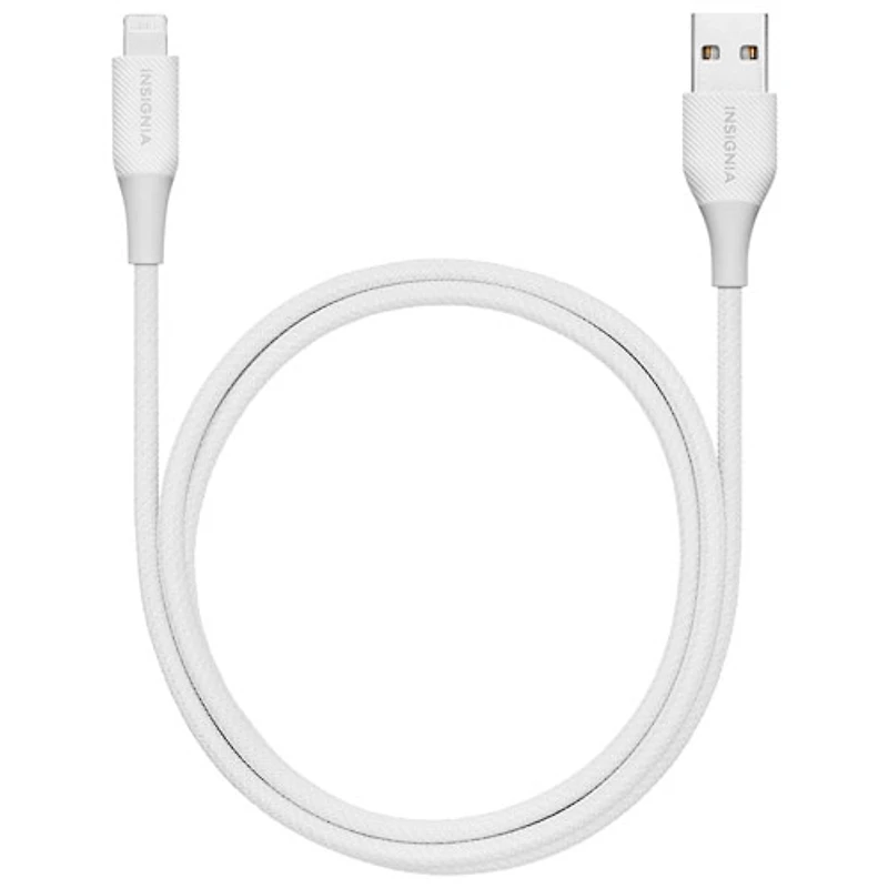 Insignia 1.2m (3.9 ft.) Braided USB-A to Lightning Cable (NS-MCA4AL2-C) - 2 Pack - White - Only at Best Buy