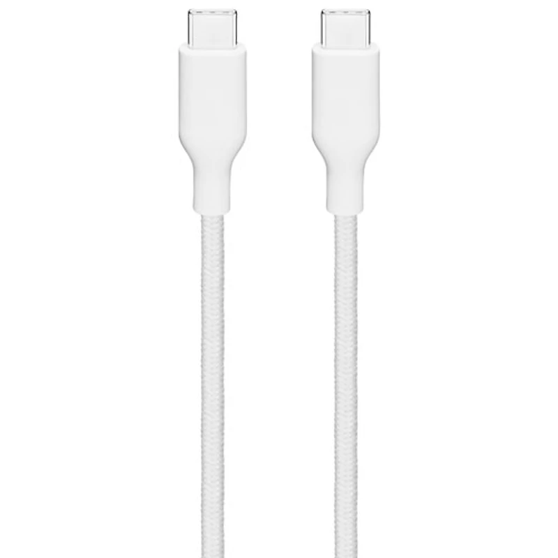 Best Buy Essentials 3m (9.8 ft.) Braided USB-C to USB-C Cable (BE-MCA10CCW-C) - White - Only at Best Buy