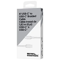 Câble tissé USB-C à USB-C de 1,8 m (6 pi) Best Buy Essentials - Blanc