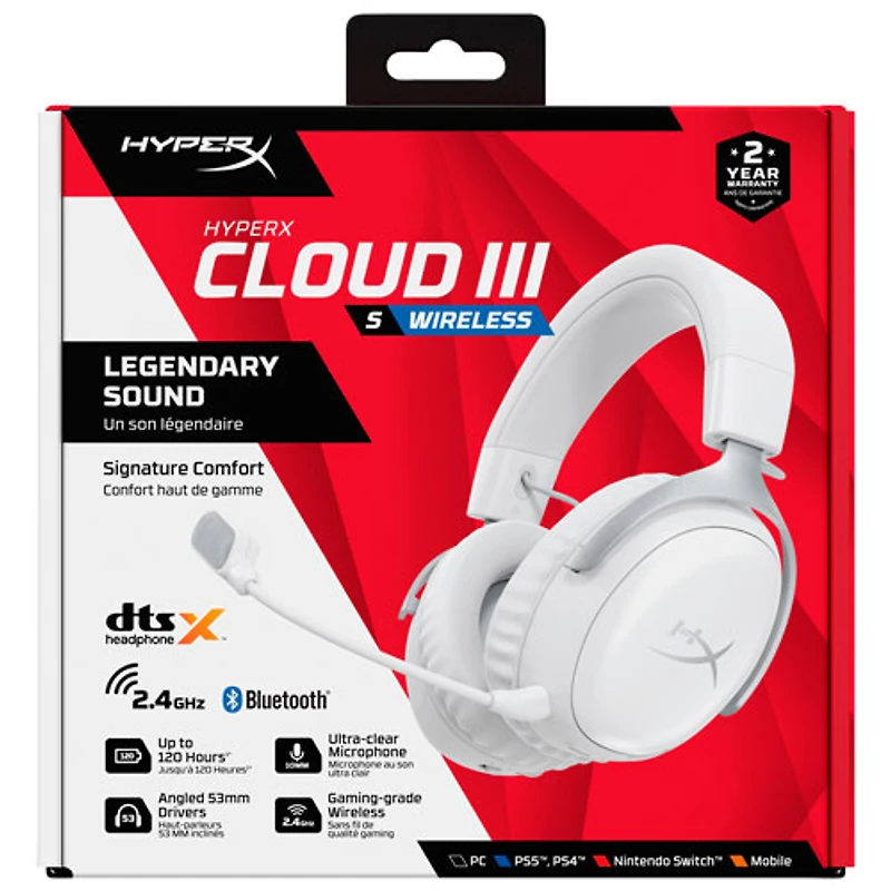 Casque de jeu sans fil Cloud III S de HyperX - Blanc