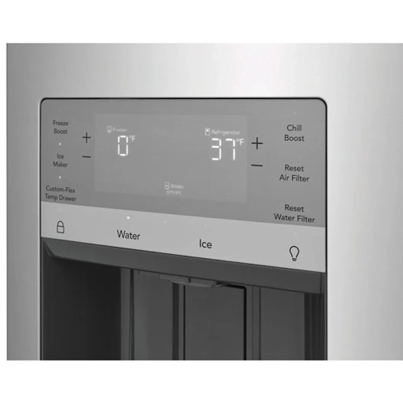 Réfrigérateur à quatre portes 26,3 pi³ 36 po avec distributeur d'eau et de glaçons de Frigidaire (FRMS2733AV) - Inox