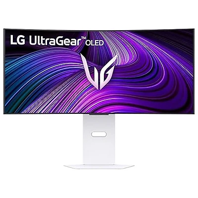 LG UltraGear 34" WQHD 240Hz 0.03ms GTG Curved OLED G-Sync FreeSync Gaming Monitor (34GX90SA-W) - White