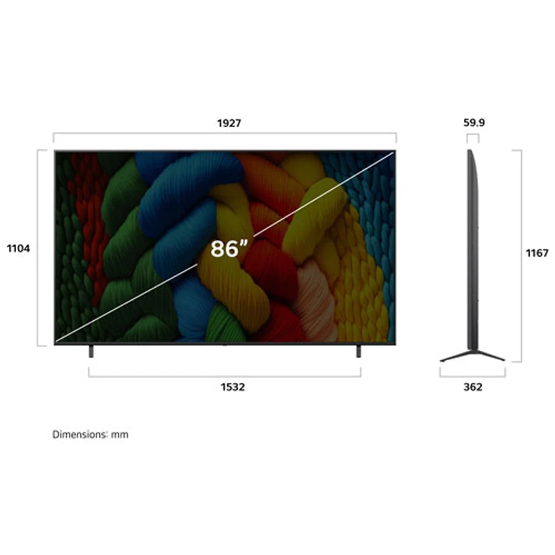 Téléviseur intelligent DEL HDR UHD 4K de 86 po NanoCell AI NANO80 série NANO80AUA de LG (86NANO80AUA) - 2025