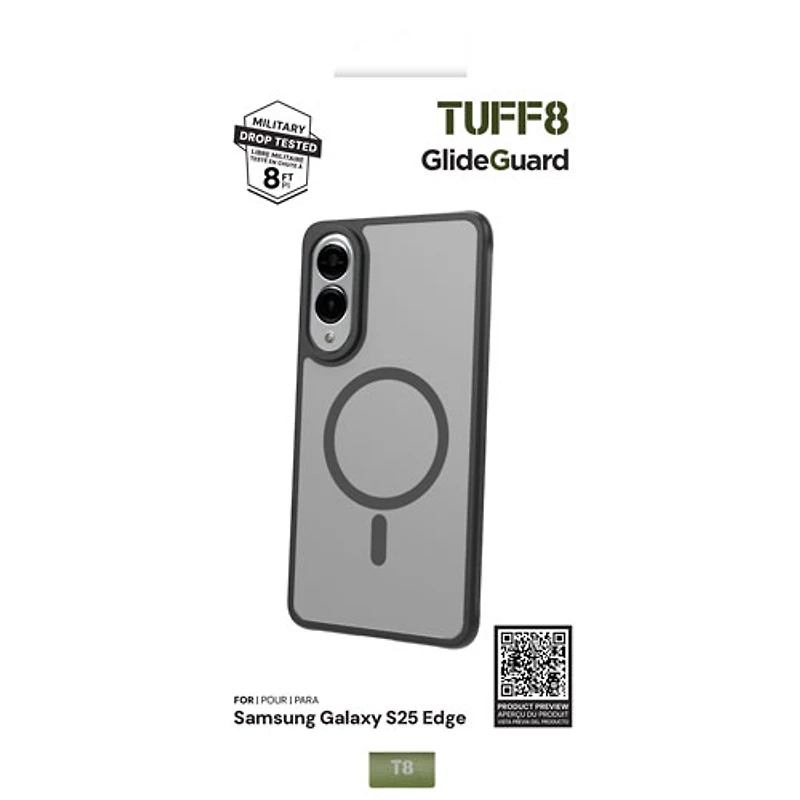 TUFF8 Glide Guard Fitted Hard Shell Case with Magsafe for Galaxy S25 Edge - Smoke Black