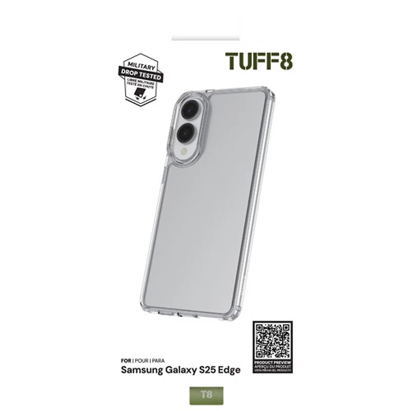 TUFF8 Fitted Hard Shell Case for Galaxy S25 Edge - Clear