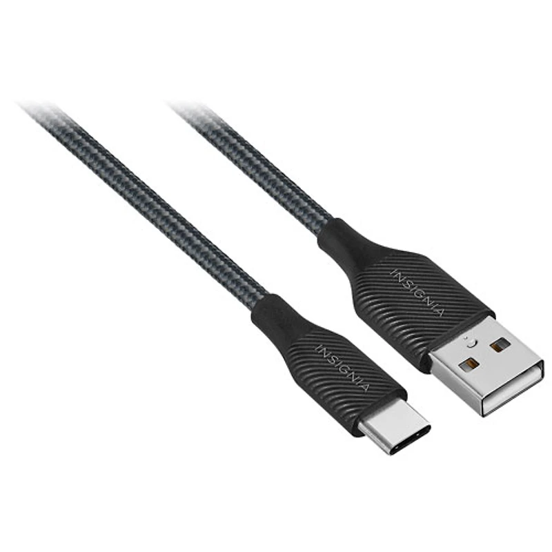 Câble tissé USB-C à USB-A de 1,8 m (5,9 pi) d'Insignia (NS-MCA6CAB2-C) - Paquet de 2 - Anthracite - Exclusivité Best Buy