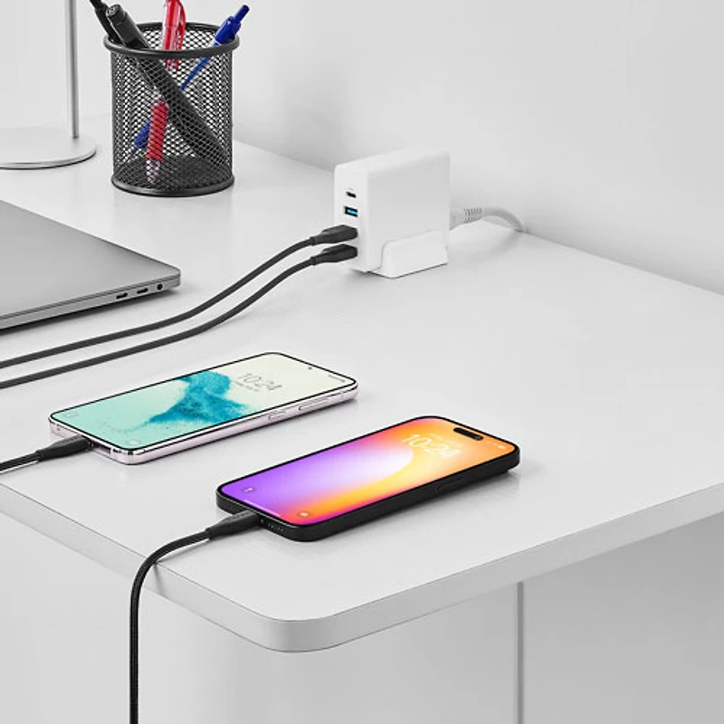 Câble tissé USB-C à USB-A de 1,8 m (5,9 pi) d'Insignia (NS-MCA6CAB2-C) - Paquet de 2 - Anthracite - Exclusivité Best Buy