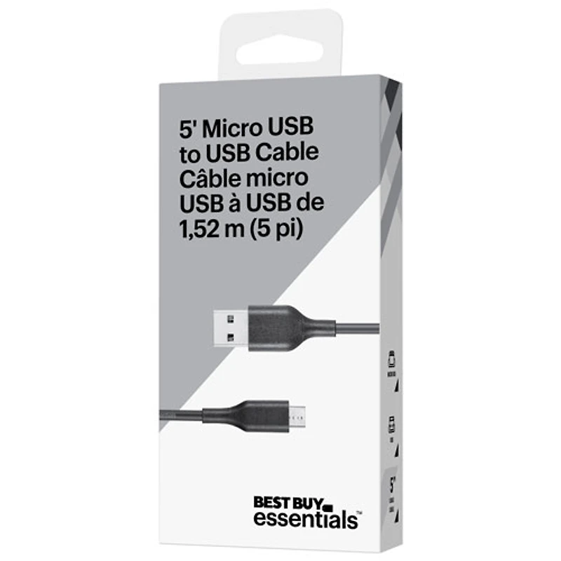 Câble tissé micro USB à USB-C de 1,5 m (4,9 pi) de Best Buy Essentials (BE-MMA522K-C) - Noir - Exclusivité Best Buy