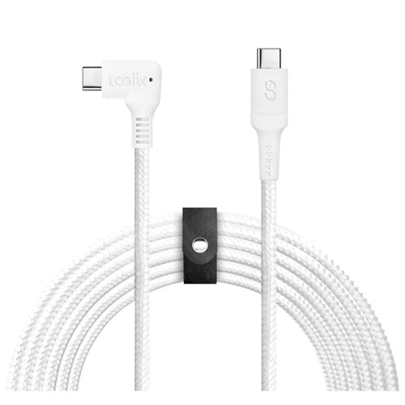 LOGiiX Piston Connect XL 90 3m (9.84ft) Braided USB-C to USB-C Cable - White