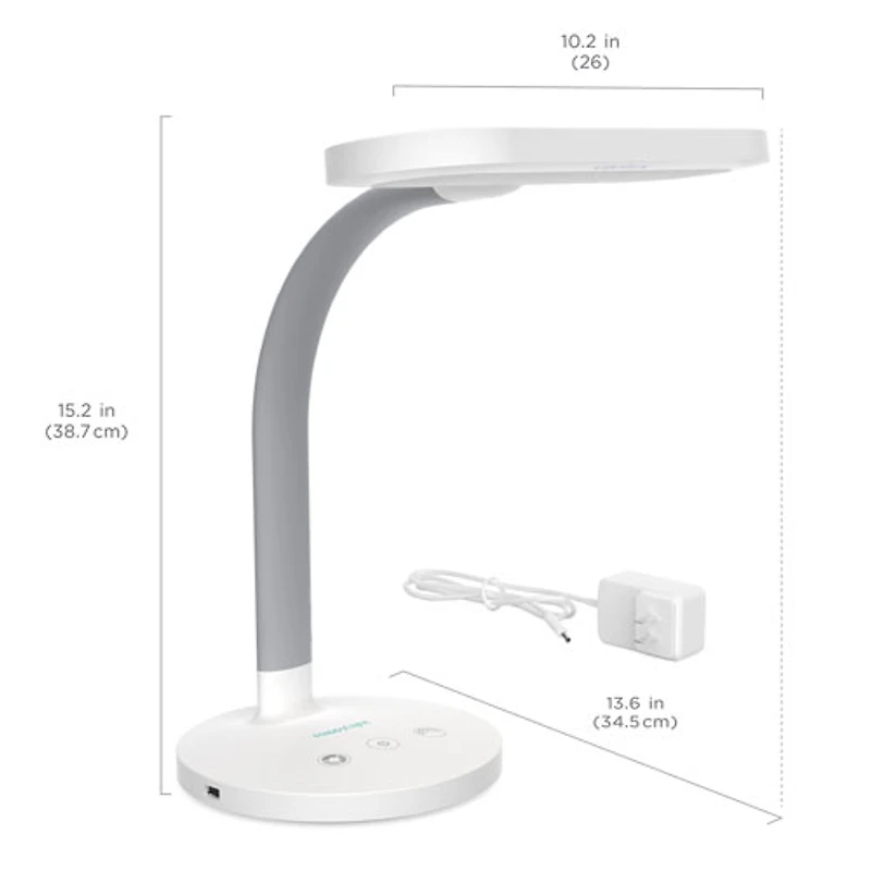 Verilux HappyLight Duo 2-in-1 Light Therapy Desk Lamp - White