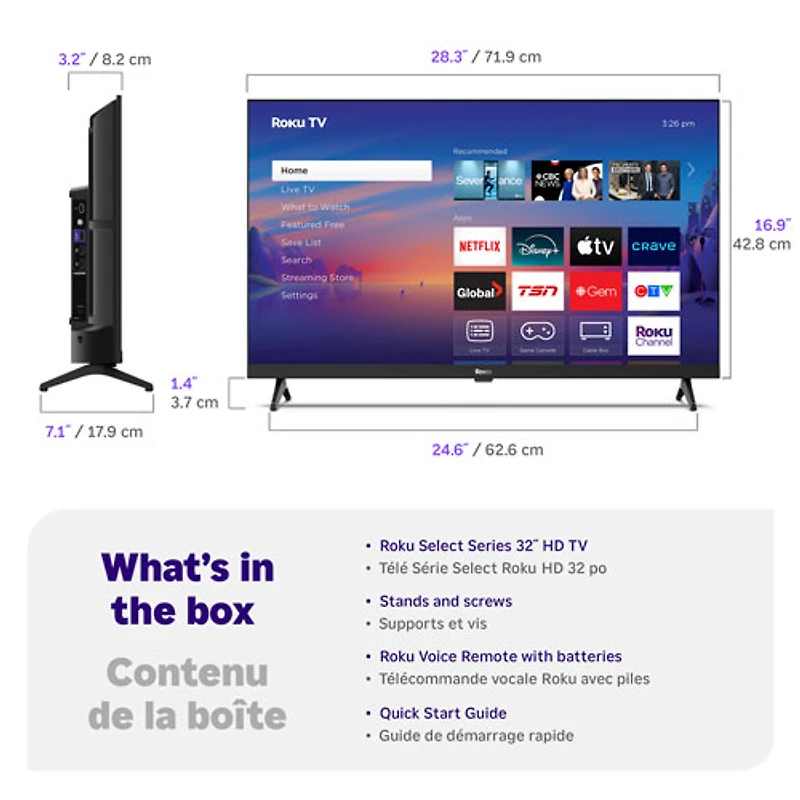 Roku 32" R2D5CA Select 720p HD LCD Roku Smart TV (32R2D5CA) - 2025