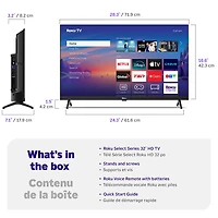 Téléviseur intelligent Roku DEL HD 720p Téléviseur 32 po Série Select Roku (32R2D5CA) - 2025